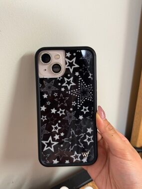Apple Black Phone Case with White Star Design